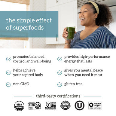 Organifi Green Juice - Powder Supplement With Organic Spirulina Ashwagandha And Chlorella - Helps Achieve Fitness Goals And Reduce Cortisol Levels 30-Day Supply