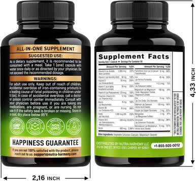 Bariatric Multivitamin - 45 Mg Iron Supplements - Made In Usa - For Women & Men - All-In-One 21 Essential Vitamins - Gastric Sleeve Support - Of Sugar Gluten & Soy - 90 Capsules