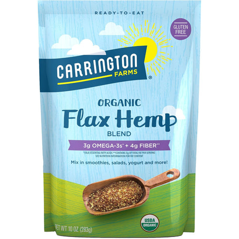 Carrington Farms Organic Flax Hemp Blend 10 oz - Milled Flaxseed & Hemp Seeds for Smoothies, Oatmeal, Yogurt & Baking | Omega-3, Fiber & Complete Plant Protein | Vegan, Non-GMO