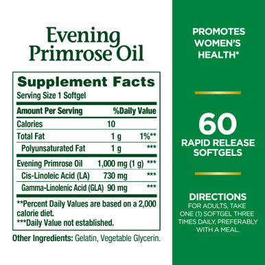 Nature s Bounty Evening Primrose Oil 1000 Mg 60 Softgels