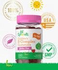 Carlyle Kids B Complex Gummies | 100 Count | Vegan | Natural Peach Raspberry Flavor | Non-Gmo, Gluten Free | By Lil' Sprouts