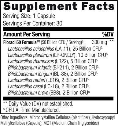 UMZU Floracil50 Daily Probiotic Supplement Contains 8 Gut Healthy Bacteria Strains 1 Month Supply