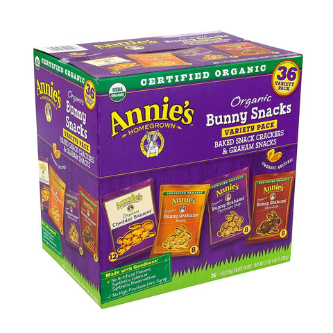 Annie's Organic Friends Bunny Grahams, Chocolate Chip, Chocolate, and Honey Baked Graham Snacks, 11.25 oz