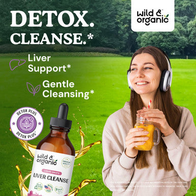 Wild & Organic Liver Cleanse Detox Tincture - Milk Thistle Dandelion Root Herbal Complex - Liquid Liver Support Supplement - Vegan Sugar & Alcohol-Free Milk Thistle Drops - 4 fl oz