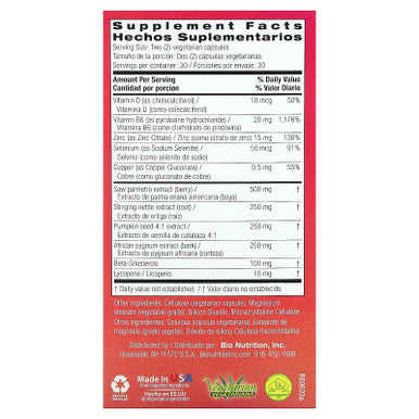 Bio Nutrition Prostate Wellness With Pumpkin Seed Extract, 60 Vegetarian Capsules