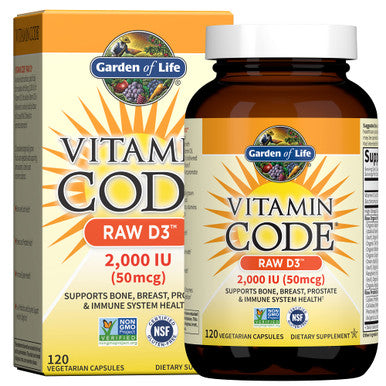 Garden of Life Vitamin Code, Raw D3, 2, 000 IU, 60 Veggie Capsules, 1 Units