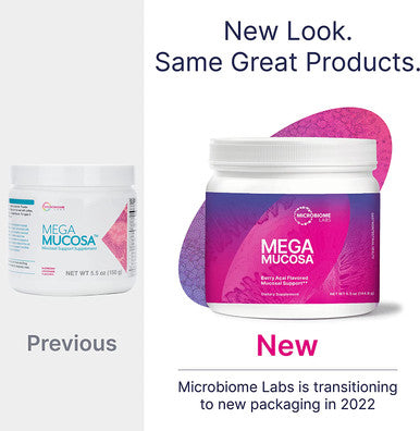 Microbiome Labs MegaMucosa GI Lining Powder Supplement Gut Lining and Immune Support with Immunoglobulins and Amino Acids Berry Acai Flavor Powder for Adults Children and Teens 5.5 oz