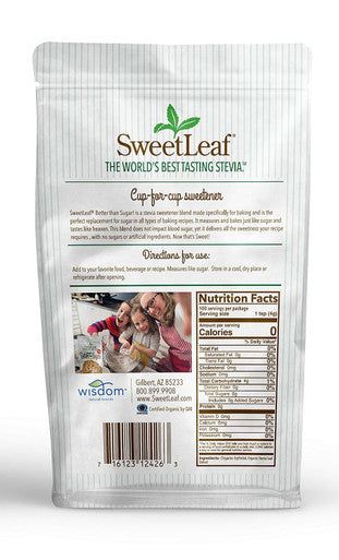 Sweetleaf Better Than Sugar Organic Stevia Granular Sweetener - Blend for Baking Stevia Powder Zero Calorie Sweetener Sugar Non-GMO Gluten- Keto Granular Sugar Substitute - 14 Oz
