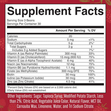 Maryruth Organics Multivitamin Multimineral Vita-Beans for Women & Men | Vegan Chewable Vitamins for Ages 14+ | Immune Support | Bone Health | Raspberry Flavor | 90 Count