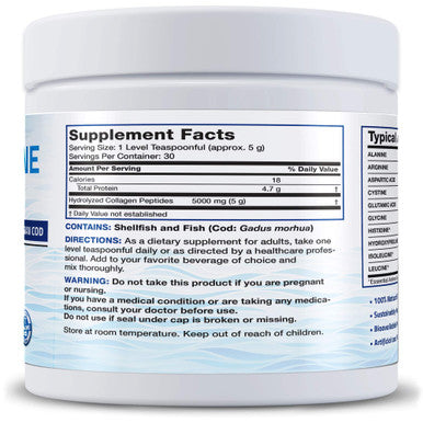 Bronson Marine Collagen Peptides Hydrolyzed Protein Powder 100% Wild Caught Nordic Cod Vitamin C Powder Pure Ascorbic Acid Soluble Fine Non Gmo Crystals