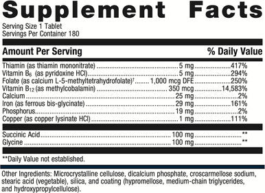 Metagenics Hemagenics - Iron Supplement - Non-Constipating - Vitamin B12 B6 & Folate - Supports Formation & Maintenance of Healthy Red Blood Cells - Non-GMO Gluten- & Vegetarian - 180 Count
