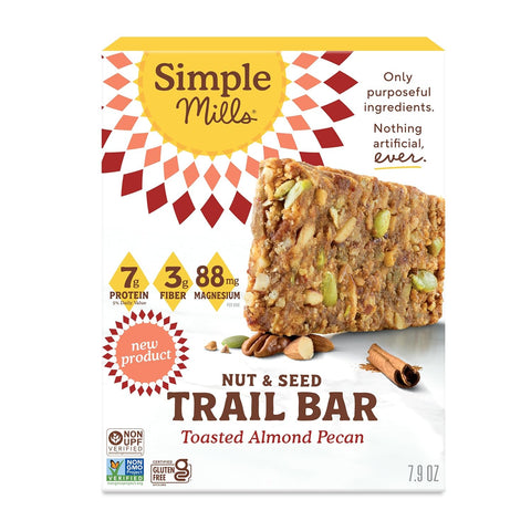 Simple Mills Nut and Seed Trail Bars, 15 Count, Dark Chocolate Sea Salt Snack Bars with Pumpkin Seeds, Almonds, Pecans, and Buckwheat, Good Source of Fiber and Excellent Source of Magnesium, 1.59 oz