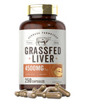 Grass Fed Beef Liver Capsules 4500Mg | 250 Count | Desiccated Supplement | Non-Gmo, Gluten Free | By Herbage Farmstead