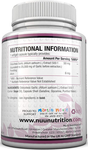 Garlic Capsules Odourless 25,000mg, 240 Softgel Capsules High Strength Garlic Supplement, 8 Month Supply - Deodourised Premium Garlic Oil Extract from Allium Sativum, Provides 6mg of Allicin
