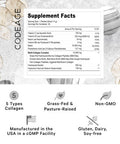 Codeage Multi Collagen and Biotin 10,000 mcg + Vitamin C B6 and D3 Keratin Hyaluronic Niacin 18 Amino s Stick Packs Supplement - 5 Types Collagen Protein 30 Powder Packets