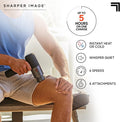Sharper Image Powerboost Pro+ Hot & Cold Percussion Massager, Dual-Temperature Node, Soothing Heat & Cold Therapy, 6 Speed, 6 Attachments, Lightweight Portable Athlete Recovery, Travel Case