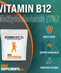 Bulksupplements.Com Vitamin B12 1% Methylcobalamin Powder - Energy Vitamins - B12 Vitamins - Vegan B12 - B12 Supplement (50 Grams - 1.8 Oz)