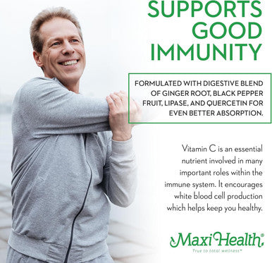 Maxi Health Liposomal Vitamin C - Liposomal VIT C - 1000mg Tablets with Digestive Blend - Highly Absorbable High Dose VitaminC - Non GMO Kosher Vegetarian Doctor-Formulated Immune Support Supplement (90 Count)