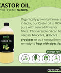 Greenive - 100% Pure Castor Oil - Cold Pressed - Hexane Free - (32 Ounce)
