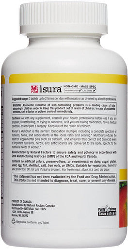 Natural Factors Womens MultiStart Daily Multivitamin Nutritional Support for Immune Health and Energy 180 Tablets