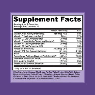 Multivitamin Gummies for Adults and Kids with Vitamin A C D3 E B6 B12 Biotin and Zinc with No High Fructose Corn Syrup Gluten or Artificial Sweeteners 60 Gummy Vitamins Full 30Day Supply