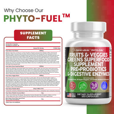 Fruits And Veggies Supplement Reds & Green Superfood - A Natural Balance Of Over 70 Fruit And Vegetable Supplements Capsules