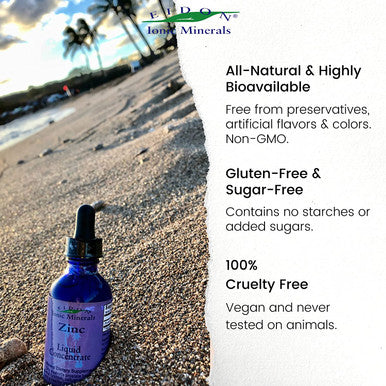 Eidon Ionic Minerals Liquid Zinc Concentrate Ionic Zinc Drops Boost Immune System Mood Relieves Stress AllNatural Vegan Gluten No Preservatives or Additive 2 Ounce Bottle