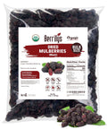 Berrilys Organic Dried Mulberries, Black, Dried Mulberry, Non-GMO, Unsulfured, Raw, 10 oz, Healthy Snacking, Great Ingredient for Baking Purposes, Vegan, Natural