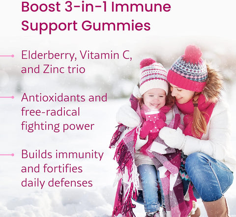 Wellpath Boost Elderberry Gummies With Zinc & Vitamin C Immune Support Supplement For Adults Immunity Booster Vitamins Sambucol Black Gummy Non-Gmo & Vegan 60 Ct