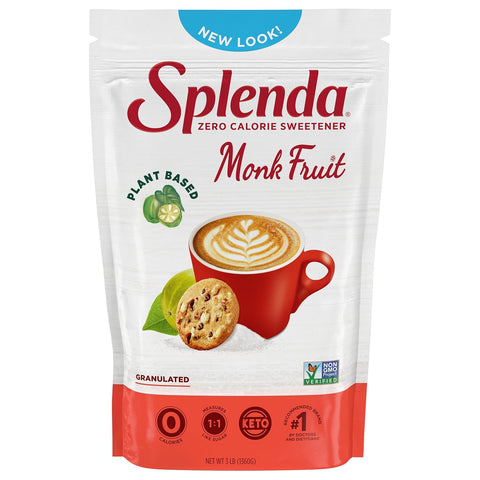 Splenda Monk Fruit Zero Calorie Plant Based Granulated Sweetener, No Erythritol, Sugar Substitute, 3.8 Oz (Pack of 1)