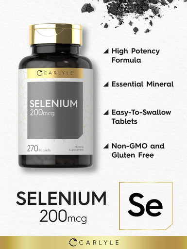 Carlyle Selenium Supplement 200Mcg 270 Tablet Capsules Essential Trace Mineral Vegetarian, Non-Gmo, Gluten Free