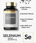 Selenium Supplement | 200Mcg Tablets | Vegetarian, Non-Gmo, Gluten Free | By Carlyle
