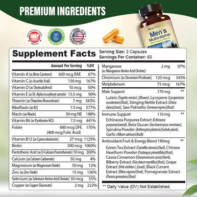 Best Multivitamin For Men Completely Men'S Multivitamins & Multiminerals With Over 20 Vitamins A, C, D, E, B12, Zinc & More Essential Vitamins For Men Energy, Focus & Immune Health. 120 Capsules
