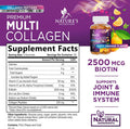 Nature'S Nutrition Collagen Gummies with 2500mcg Biotin Vitamin C & Zinc - Hydrolyzed Type 1 & 3 Collagen Peptides Supplement - Support for Hair Skin Nails & Joints - Gluten - Orange Flavored Gummy - 60 Count