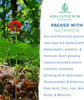 Holistic Bin American Ginseng Capsules Made with Pure Wild Harvested Appalachian Ginseng Root (Panax Quinquefolius) | No Fillers or Additives