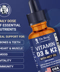 Dr. Berg's Liquid Vitamin D3 with K2 Zinc & MCT Oil Vitamin D3 K2 Drops for Kids and Adults - 1 Fl Oz