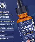 Dr. Berg Maximum Strength Vitamin D3 K2 Liquid Drops with MCT Oil 5000 IU Liquid Vitamin D3 with K2 Supports Strong Bones Heart Energy Immunity and Overall Vitality* Unflavored 1 Fl Oz