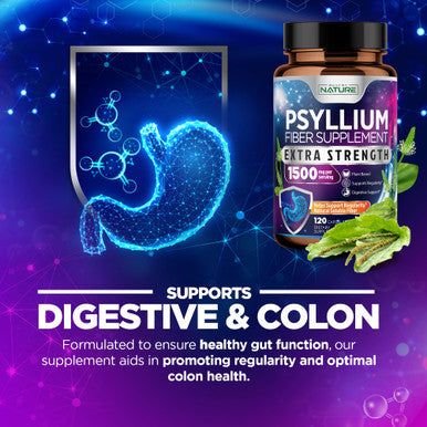 Built Nature Psyllium Husk Capsules 1500Mg - Fiber Supplement - Natural Soluble Fiber Pills With Psyllium Husk Powder - Supports Digestive Gut And Colon Health - Non-Gmo, Gluten-Free, Vegan - 120 Capsules