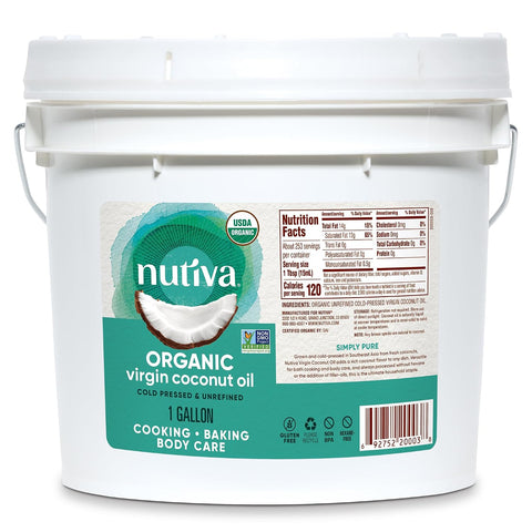 Nutiva Organic, Cold-Pressed, Unrefined, Virgin Coconut Oil from Fresh, non-GMO, Sustainably Farmed Coconuts, 15-ounce
