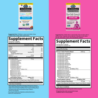 Garden of Life Children & Women Probiotic Bundle: Dr. Formulated Kids+ Berry Cherry Probiotics 5 Billion Cfu 30 Chewables + Once Daily Women S Probiotics 50 Billion Cfu - 30 Capsules Shelf Stable