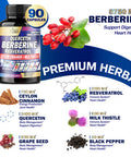 7In1 Pure Berberine Capsules 15550Mg - Concentrated With Quercetin, Resveratrol, Grape Seed & More - Supplement For Heart, Body