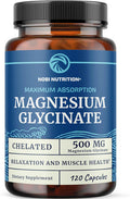 Magnesium Glycinate 500Mg Chelated For Muscle Relaxation, Bones, Heart, Nerve, Sleep & Calm Support For Women & Men High Absorption Magnesium Chelate Supplement & Bisglycinate Complex 120Ct