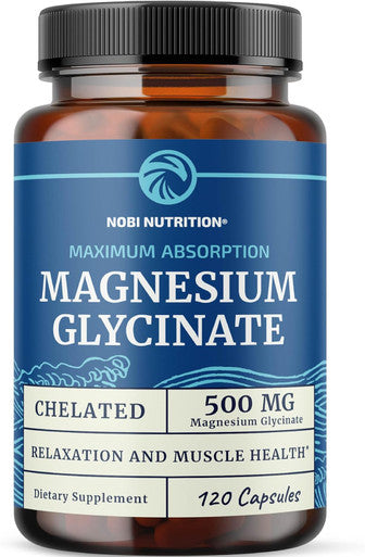 Magnesium Glycinate 500Mg Chelated For Muscle Relaxation, Bones, Heart, Nerve, Sleep & Calm Support For Women & Men High Absorption Magnesium Chelate Supplement & Bisglycinate Complex 120Ct