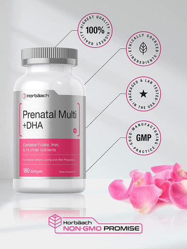 Womens Prenatal Multivitamin with DHA 180 Softgels by Horbaach