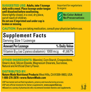Nature Made Vitamin B12 1000 mcg 50micro Lozenges