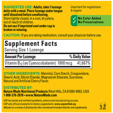 Nature Made Sublingual Vitamin B12 1000 Mcg Micro-Lozenges 50 Count For Metabolic Health (Pack Of 3)