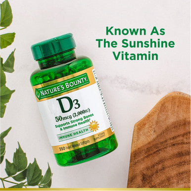 Nature's Bounty Vitamin D Immune Support Vitamin Supplement 2000 Iu 50 Mcg Softgels 350 Ct