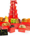 NUT CRAVINGS - Purim Mishloach Manot Mixed Nuts Gift Basket in Red Gold Box (7 Assortments, 1 LB) Ramadan Gifts Treats for Adults, Food Arrangement, Healthy Snack Care Package, Kosher