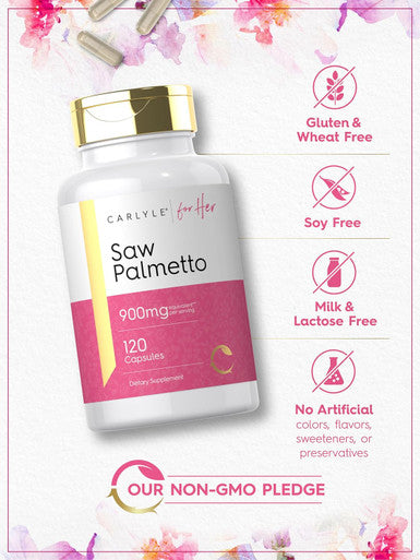 Carlyle Saw Palmetto for Women 900mg | 120 Capsules | Full Spectrum Complex | Non-GMO Gluten Supplement | for Her