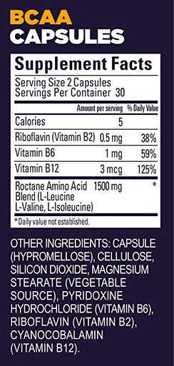 GU Energy Roctane Ultra Endurance BCAA Branch Chain Amino Acid and Vitamin B Exercise Recovery Capsules, 60-Count Bottle